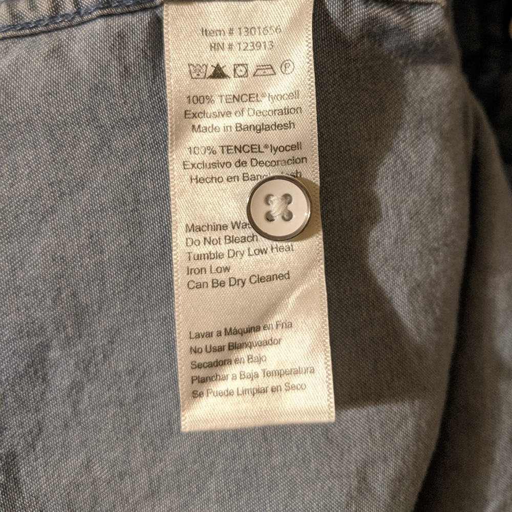 JACHS Girlfriend Size Large Chambray Palm tree top - Picture 4 of 6